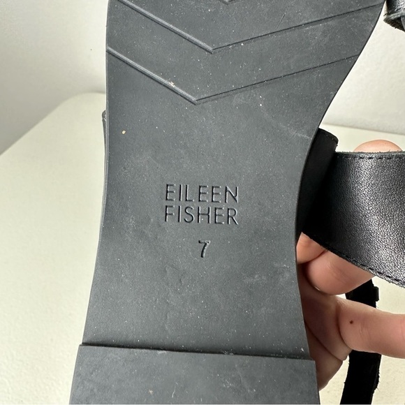 Eileen Fisher Black Cici Strappy Leather Open Toe Sandals Size 7 - Picture 6 of 6